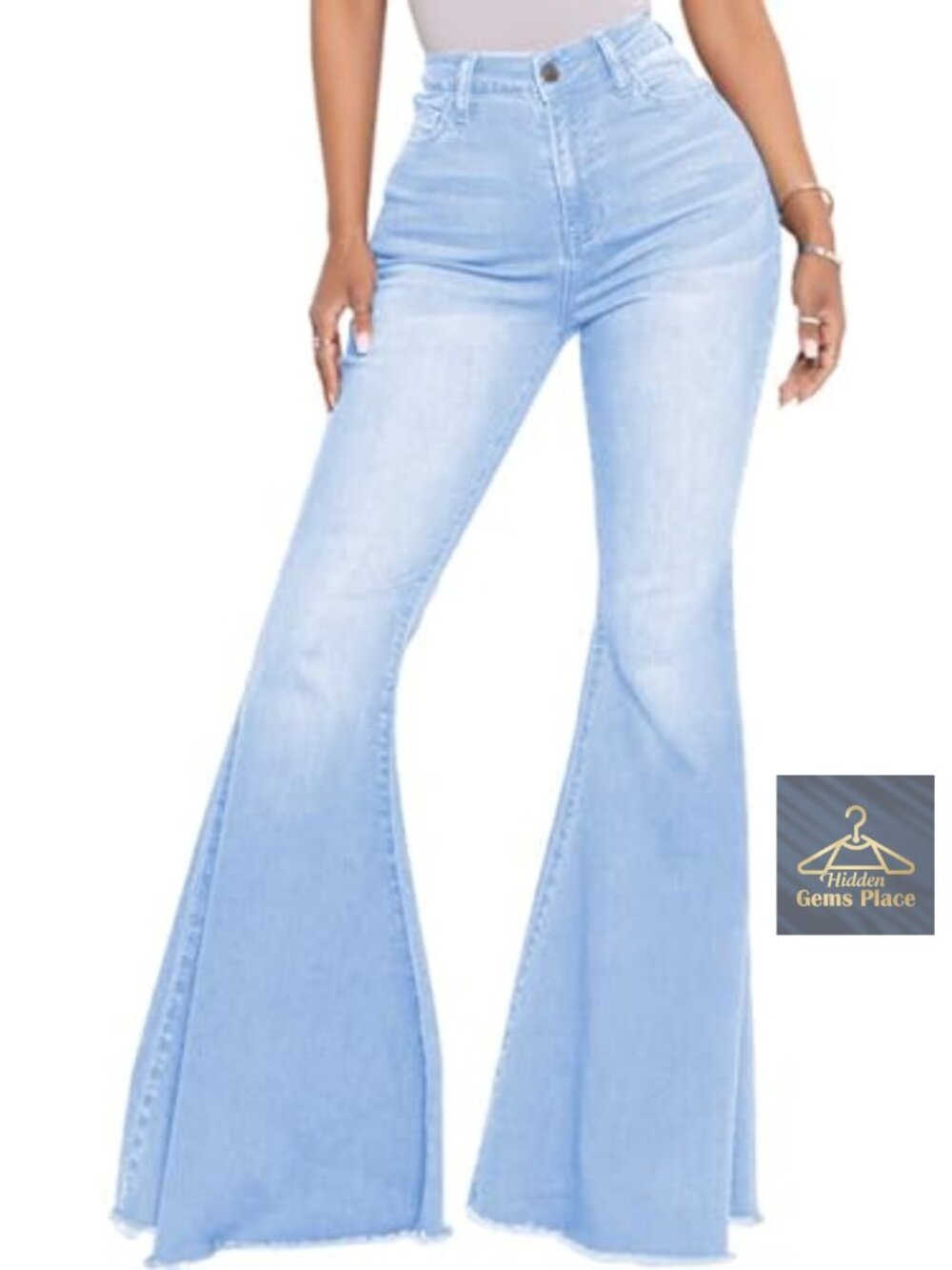 High Waisted Bell Bottom Jeans Ripped Distressed Flare Denim Pants